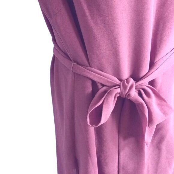 WHBM M Tunic Blouse Tank Top Purple Sleeveless Tie Waist Notched Neckline Sheer - Picture 7 of 9